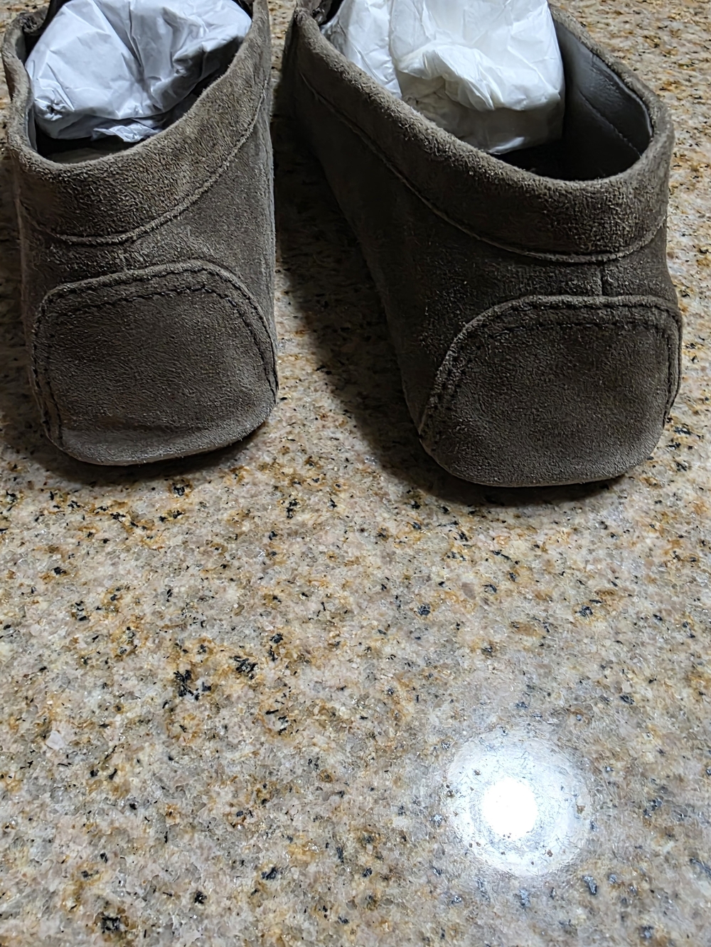 Tory Burch Taupe/Olive Suede Logo Moccasin Loafers - Picture 5 of 11